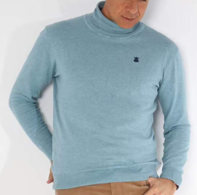 2716 men' 80%viscose20%polyamide knitted pullover sweater with embroidery